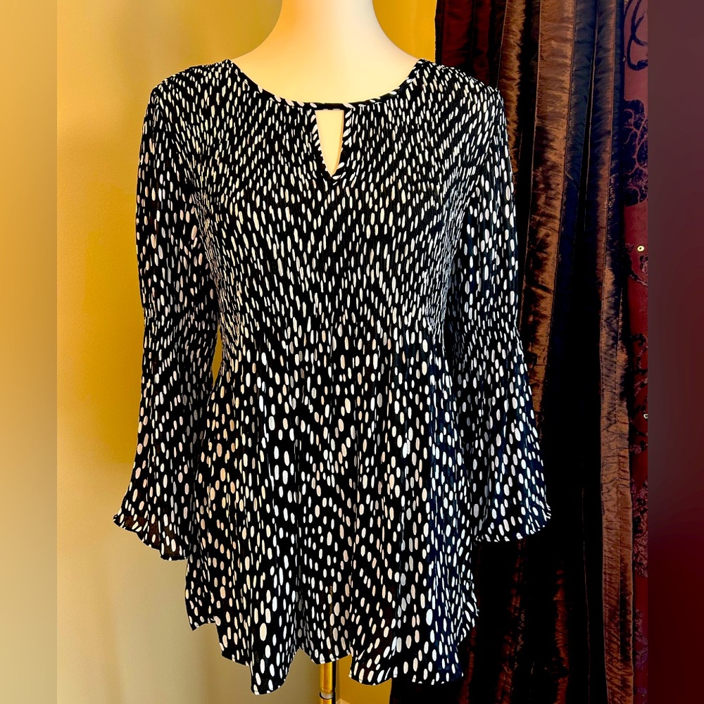 NWOT Women's Top Ruched Bodice & Sleeves, Long Sleeves Size L Keren Hart